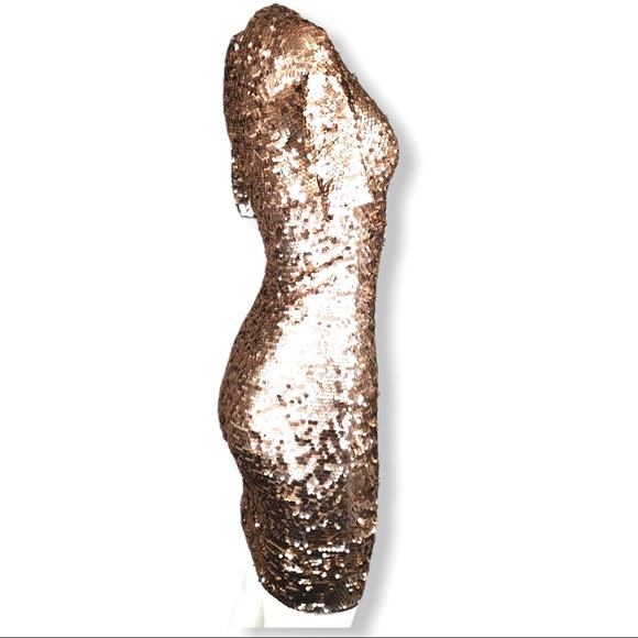 Bronze BCBGMAXAZRIA "Marta" Sequin Mini Dress XS - Picture 5 of 8